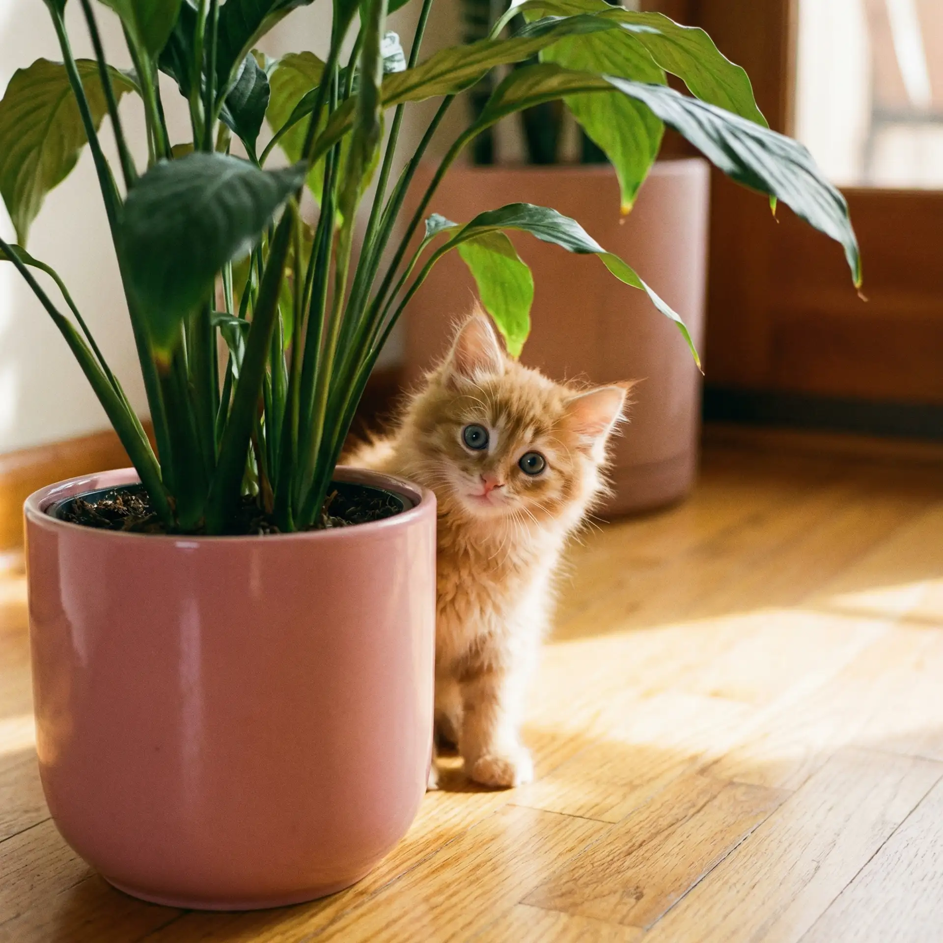 小猫从花盆后探头 - 附近100块钱的爱情